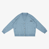 SKY BLUE MONOGRAM CARDIGAN