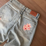 RELAXED FIT EMBROIDERED DENIM - CHERRY BLOSSOM
